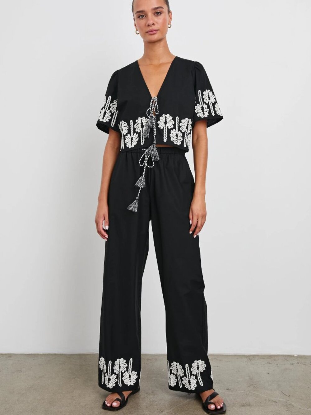 Rails Emmie Pant Black Ivory Palm Trees